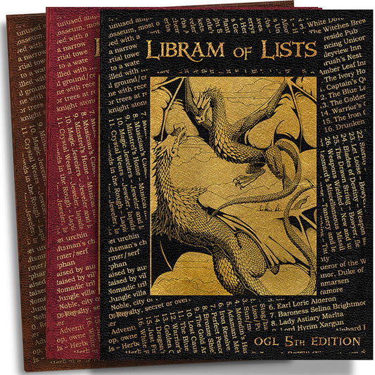 Hardcover Libram of Lists in 5th Edition, Pathfinder 1, and 3.5