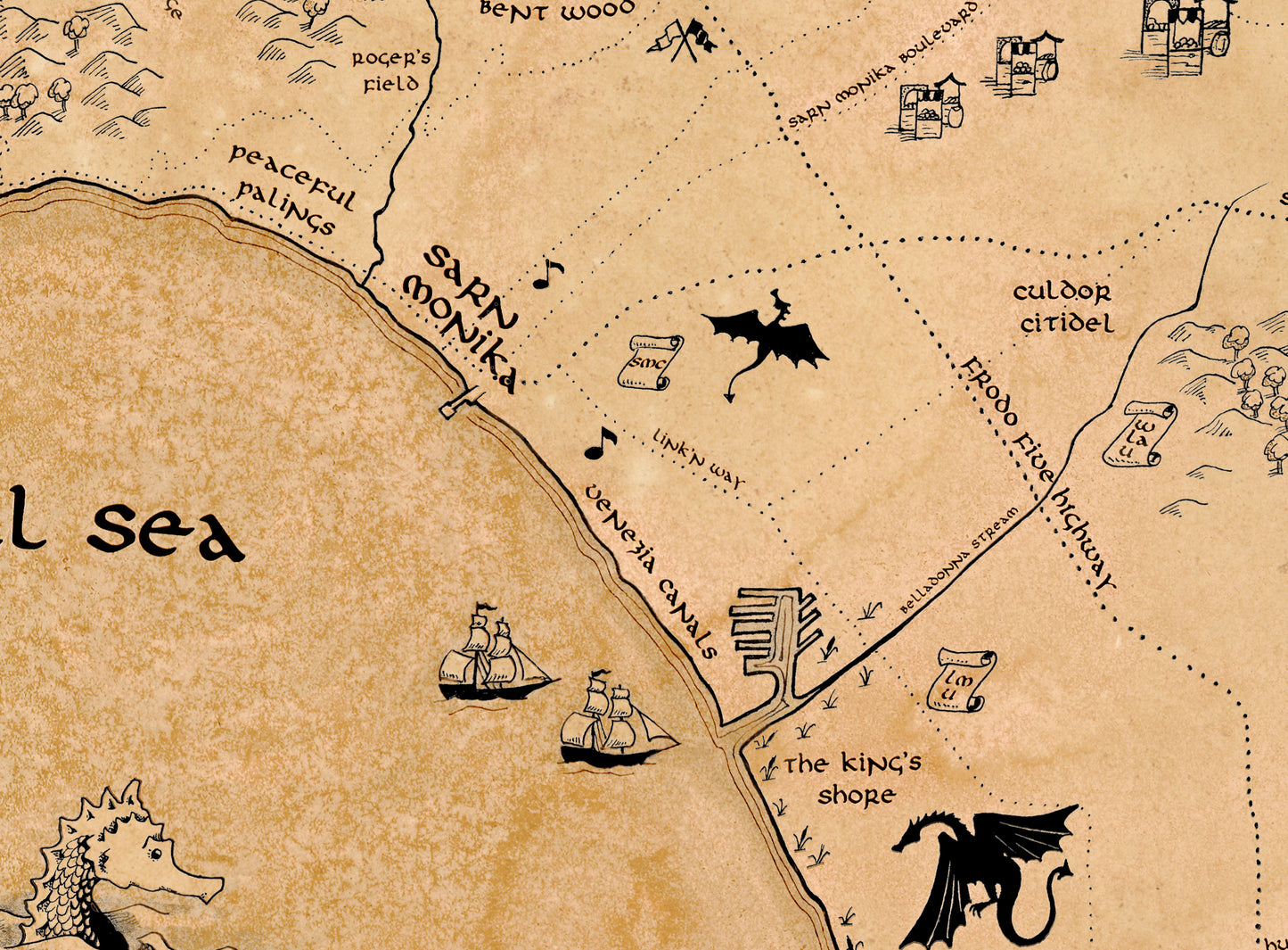 Fantasy Map of West Los Angeles in LotR Style