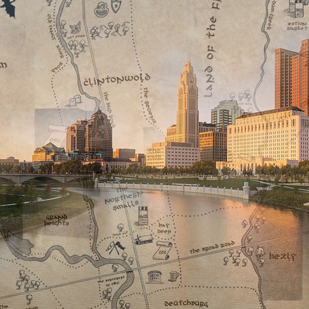 Columbus Ohio Fantasy Map in LotR Style