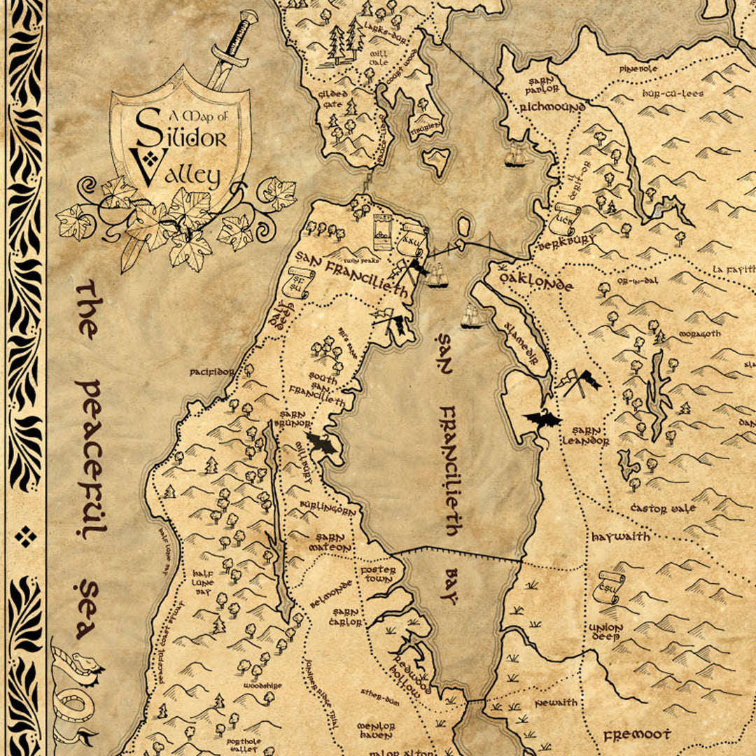 Silicon Valley Fantasy Map in LotR Style