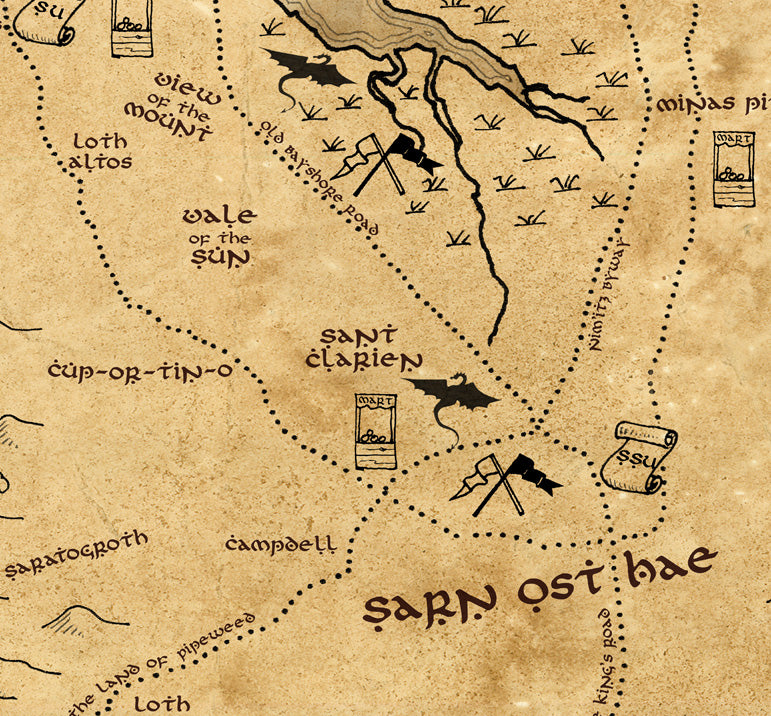 Silicon Valley Fantasy Map in LotR Style