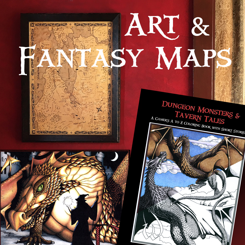 Fantasy Maps of Real World Places and RPG Themed Coloring Books
