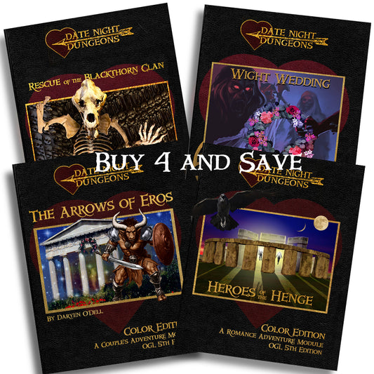 All 4 Date Night Dungeons Bundle in Color or Black and White