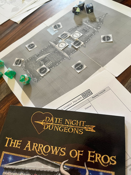 Date Night Dungeons: The Arrows of Eros in black and white