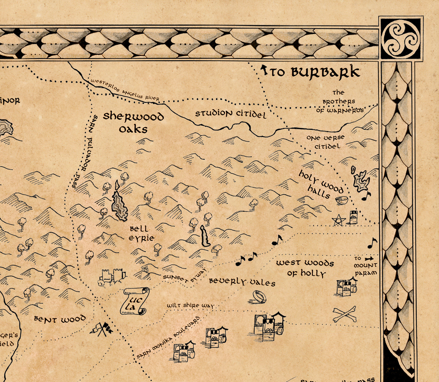 Fantasy Map of West Los Angeles in LotR Style
