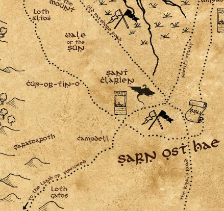 Silicon Valley Fantasy Map in LotR Style